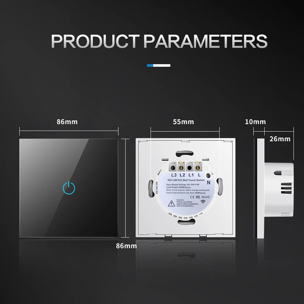 Smart WiFi Light Switch – Works with Alexa & Google Home | Voice & App Control | Modern Touch Design